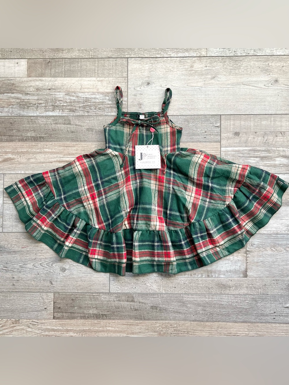 NWT Jane + Jo Girls Holiday Day Dress in Mistletoe Plaid Size 2T